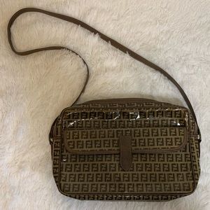 Fendi Vintage PVC Coated Zuccachino Monogram Crossbody Shoulder Bag